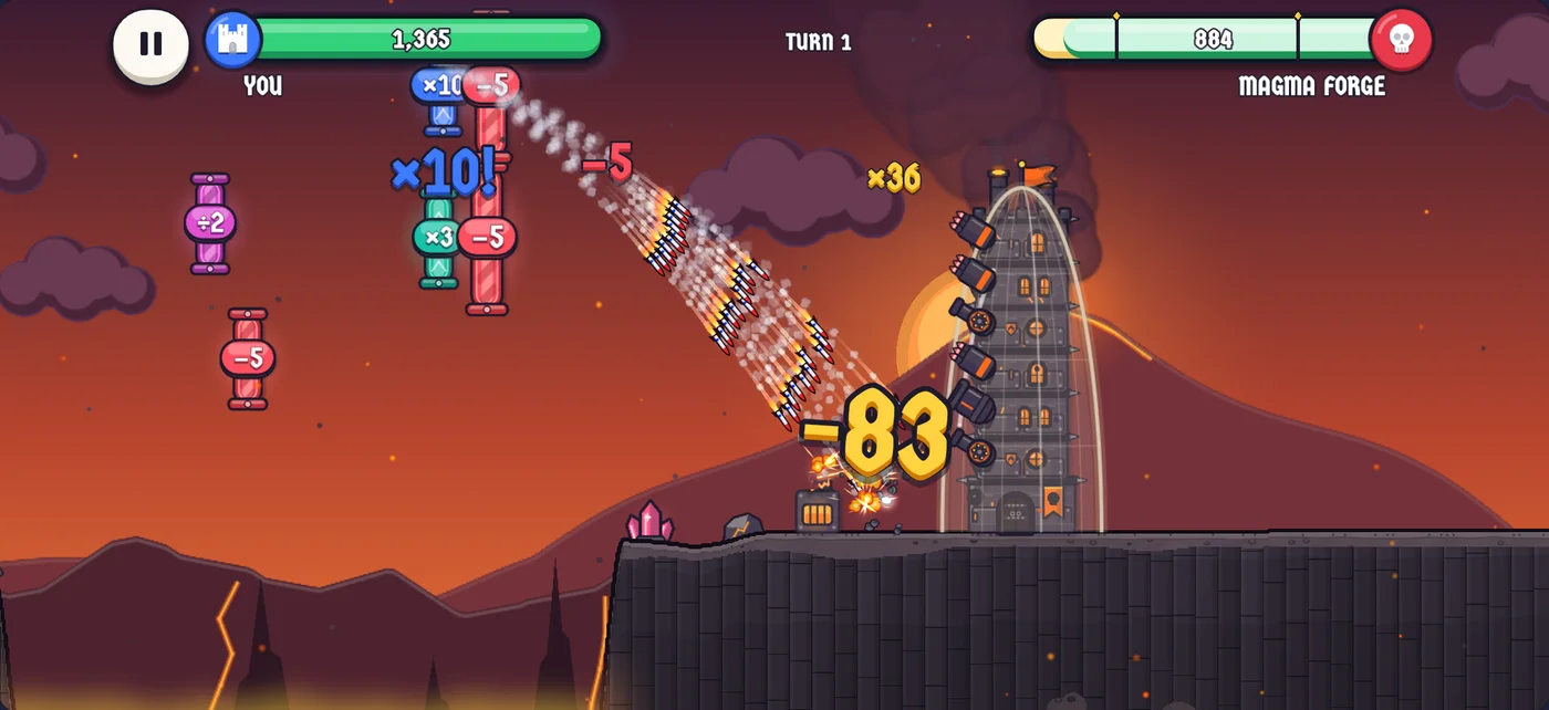 The Magma Forge boss tower behind its energy dome in the Volcanic Canyon