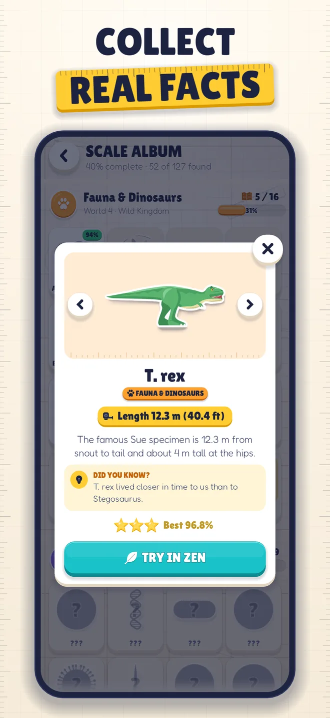 A fact card in the Scale Album
